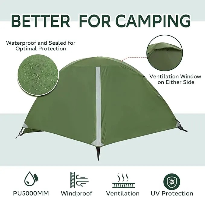 1/2 Person Backpacking Tent for Camping - Ultralight & Waterproof Outdoor Camping Tent 2 Person, Easy Set Up Compact Two Person Tent, Lightweight Two Man Tents for Hiking by Underwood Aggregator