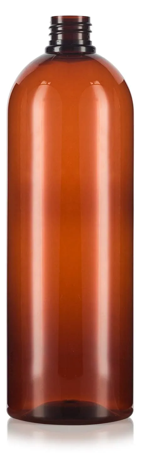 32 oz Amber Plastic Slim Cosmo Trigger Spray Bottle with White Sprayer (4 Pack)