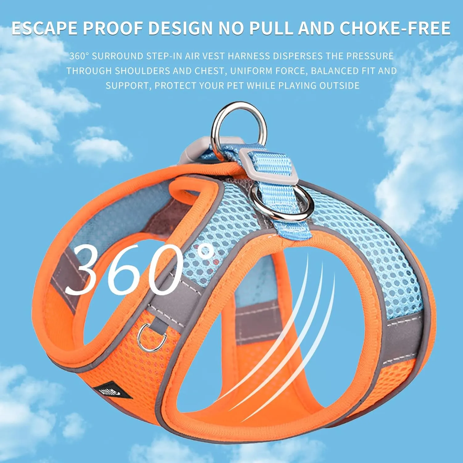 AIITLE Dog Harness, Spring No-Pull Cat Harness with a Leash, Adjustable Reflective Dog Vest, Cat Harness Escape Proof, Outdoor Walking, Camping for Extra Small Dogs and House Cats Orange XXXS