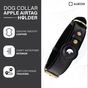 AirTag Dog Collar for Apple AirTag  Leather Dog Collar with Apple AirTag Holder  Smart Collars for Dog  GPS Dog Collar  Dog Collar with Airtag Holder (L, Black)
