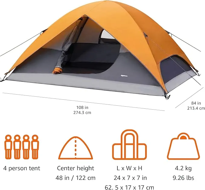 Amazon Basics Dome Camping Tent, 4/8 Person