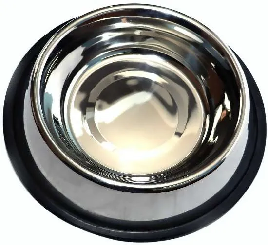 Anti-Skid Stainless Steel Dogs Feeding Bowl with Black Ring