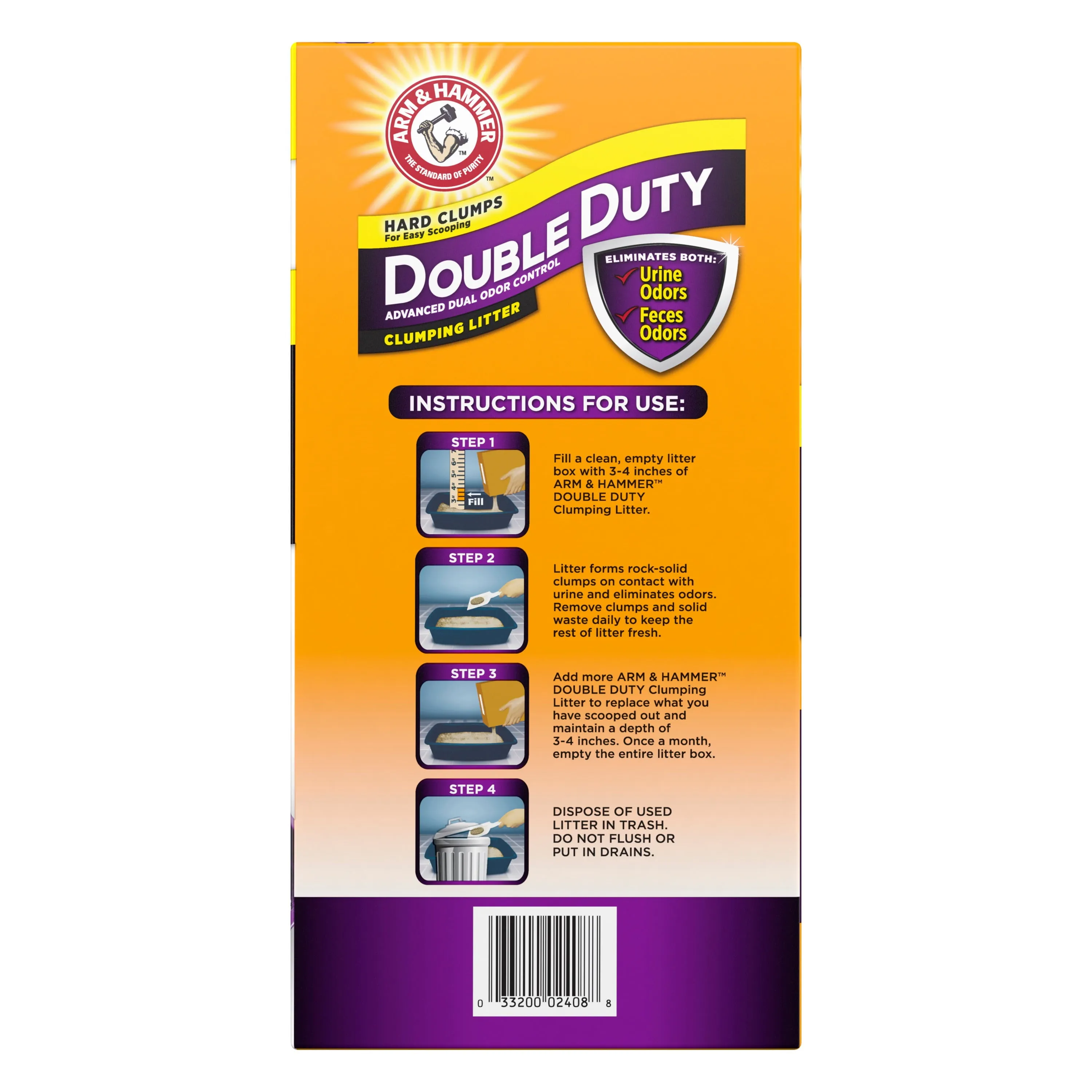 Arm  Hammer Double Duty Dual Advanced Odor Control Scented Clumping Cat Litter, 40lb