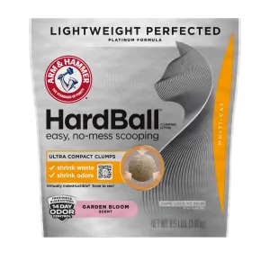 Arm  Hammer Hardball Lightweight Easy No-Mess Scooping Garden Bloom Scent Platinum Multi-Cat Clumping Litter, 8.5lb