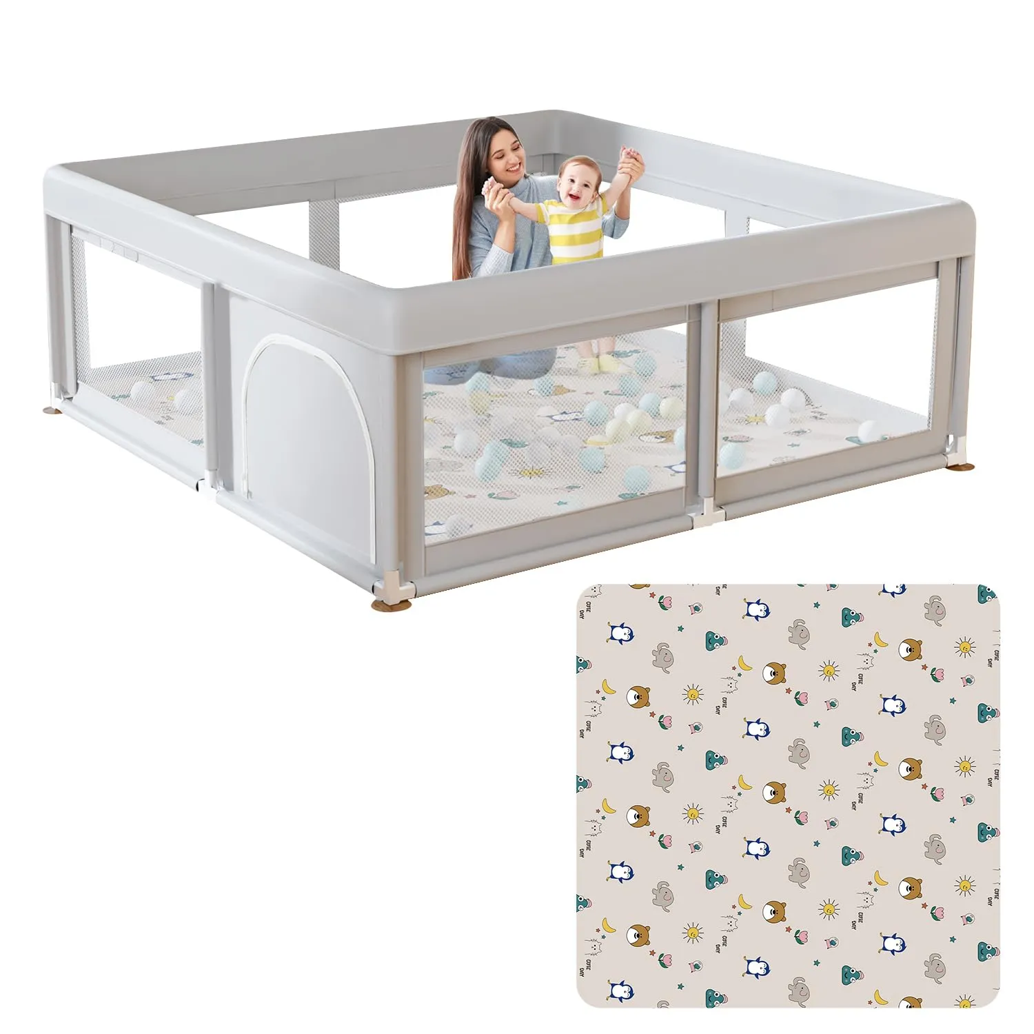 Baby Playpen with Mat Small Playpen for Babies and Toddlers 50 x 50 inch Baby Fence Playards