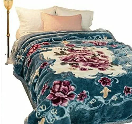 Bezzilish Home y Soft Floral Double Bed Embossed Double Ply Mink Blanket for Winters - Embossed Design That Will Enhance Your Room with Vibrant Attractive - (Multicolor)