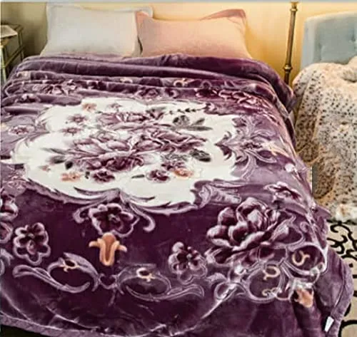 Bezzilish Home y Soft Floral Double Bed Embossed Double Ply Mink Blanket for Winters - Embossed Design That Will Enhance Your Room with Vibrant Attractive - (Multicolor)