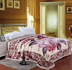 Bezzilish Home y Soft Floral Double Bed Embossed Double Ply Mink Blanket for Winters - Embossed Design That Will Enhance Your Room with Vibrant Attractive - (Multicolor)