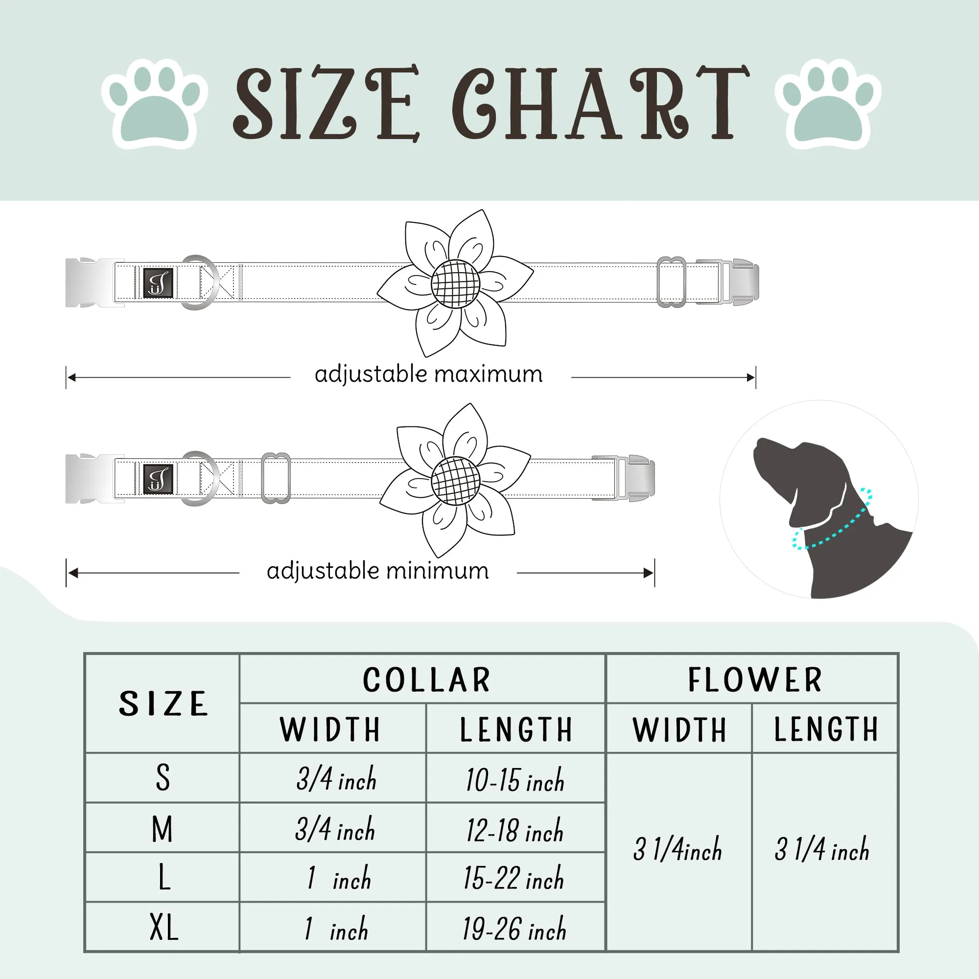 Blue Daisy Dog Collar with Flower