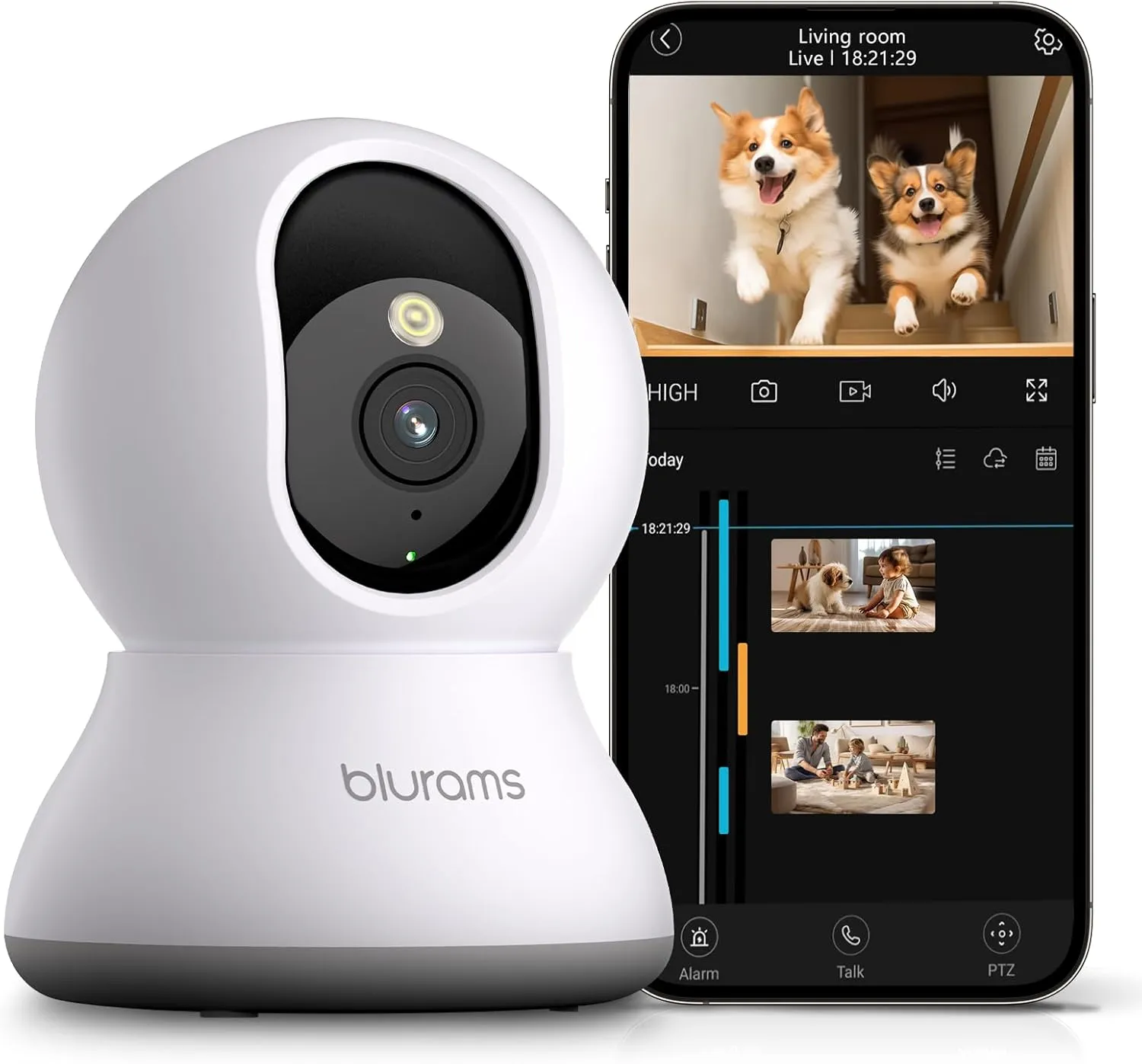 blurams Pet Camera 2K, 360 Dog Camera with Phone App, PTZ Indoor Cameras for Home Security Indoor, 2-Way Audio, Motion Tracking, Color/IR Night Vision, Siren, Cloud&SD(2.4GHz Only)