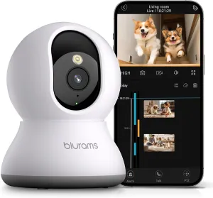 blurams Pet Camera 2K, 360 Dog Camera with Phone App, PTZ Indoor Cameras for Home Security Indoor, 2-Way Audio, Motion Tracking, Color/IR Night Vision, Siren, Cloud&SD(2.4GHz Only)