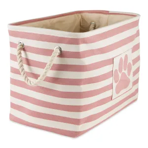 Bone Dry Pet Storage Bin, Striped Paw Patch, Rose, Medium - 16x10x12"