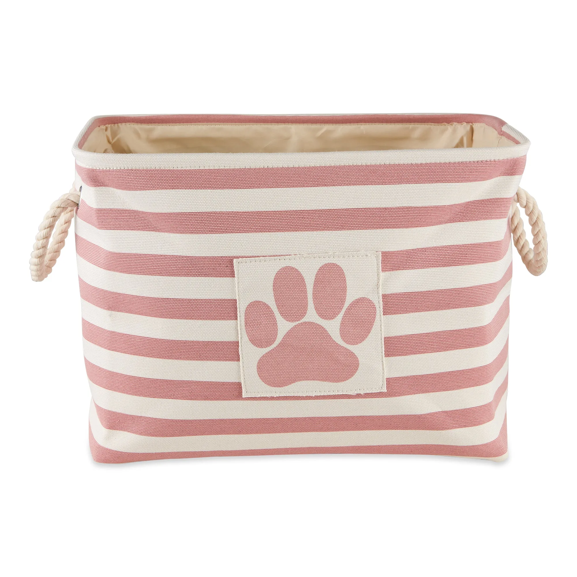 Bone Dry Pet Storage Bin, Striped Paw Patch, Rose, Medium - 16x10x12"