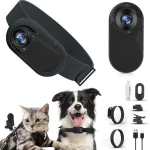 Cat Collar Camera, HD Pet Camera with 0.96 Inch LCD Screen, Pet Sport Action Camera Dog Collar Camera for Pet Supplies Camera 170 Wide Angle for Cats Dogs Outdoor Inoor