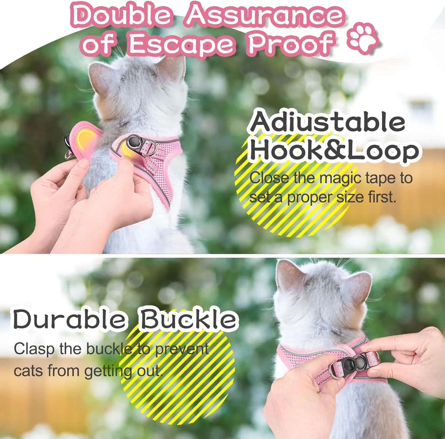 Cat Harness and Leash Escape Proof,Adjustable Soft Mesh Kitten Vest Harness for Walking Reflective Pet Harness for Cat Small Dogs Puppy