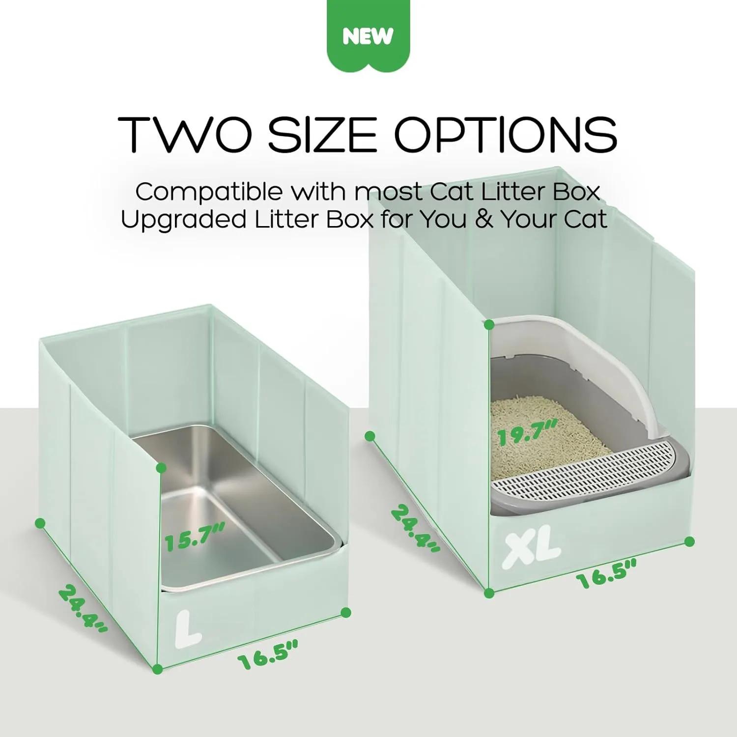 Cat Litter Box Enclosure,Folding XL L24W16H18 Litter Box Enclosure Splash Guard High Side, Leak&Water Proof,No Assembly Required Pee Shields,Dog Proof