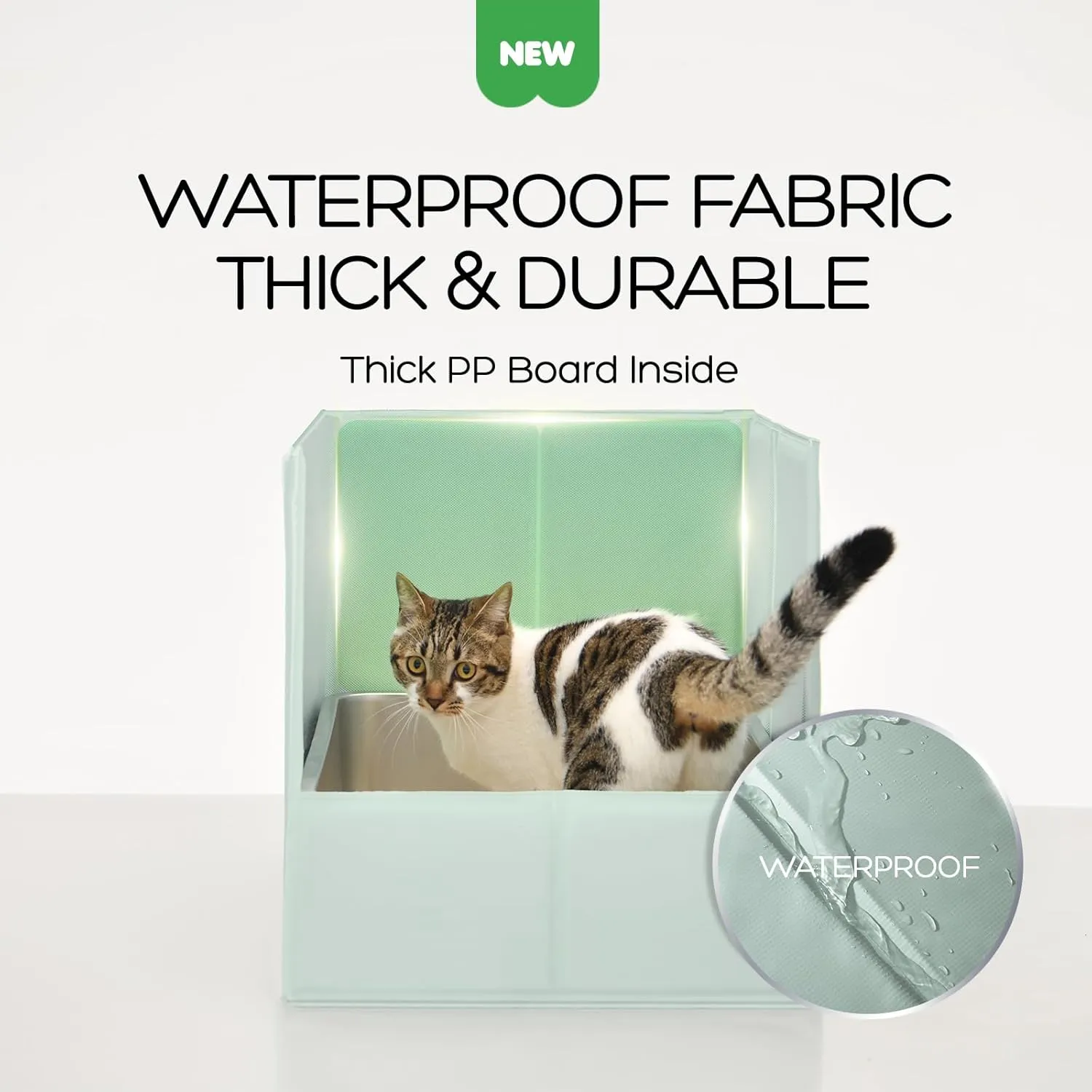 Cat Litter Box Enclosure,Folding XL L24W16H18 Litter Box Enclosure Splash Guard High Side, Leak&Water Proof,No Assembly Required Pee Shields,Dog Proof