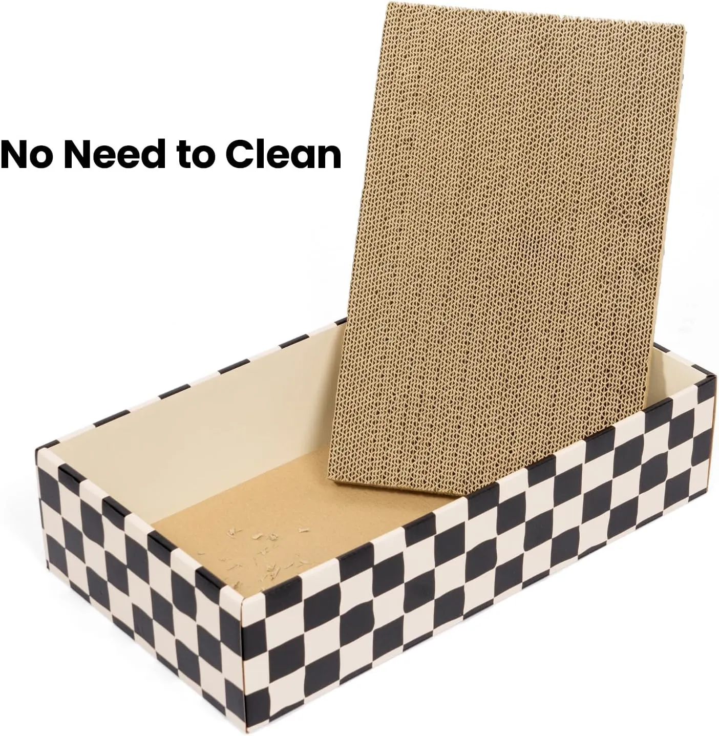 Cat Scratcher Box with 4 Scratching Pads&2 Separate Cardboard Boxes,2-in-1 Cardboard Cat Scratch for Multiple Kitten Interactive Play,Birthdays Holiday Toys Gift,Checkered-Ball Toy