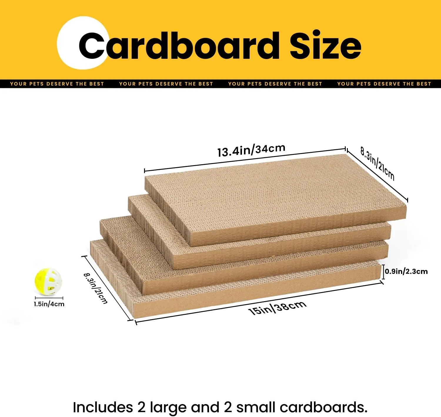 Cat Scratcher Box with 4 Scratching Pads&2 Separate Cardboard Boxes,2-in-1 Cardboard Cat Scratch for Multiple Kitten Interactive Play,Birthdays Holiday Toys Gift,Checkered-Ball Toy