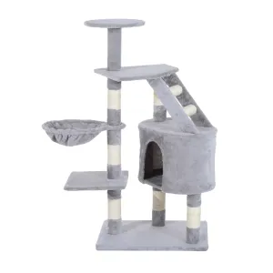 Cat Tree for Indoor Cats Kitten Scratching Post Scratch Scratcher Climb Activity Center Play House Pet Furniture 125cm (Grey)