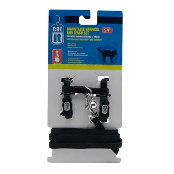 Catit Adjustable Nylon Cat Harness & Leash Set - Black, Small