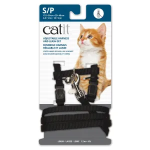 Catit Adjustable Nylon Harness & Leash Set - Black - Small