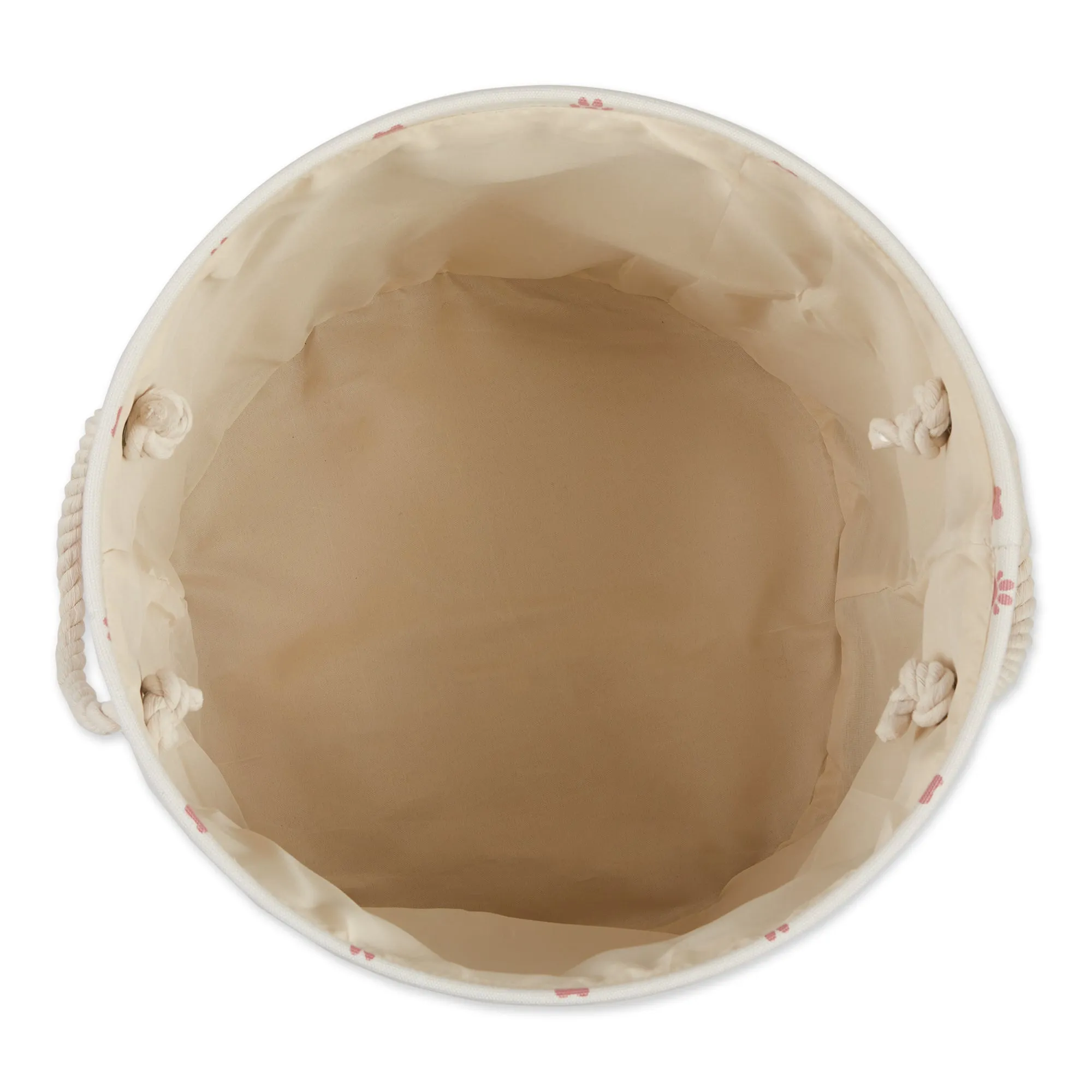 Collapsible Pet Storage Bin, Paw/Bone Print, Rose, Medium Round -12x15x15"