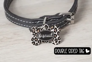 Custom Dog Tag, Cheetah Print Dog ID Tag, Name Tag for Dogs, Pet Identification Tag, Engraved Dog Tag, Dog Tag for Collars