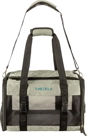 Deluxe Quilted Airline Approved Pet Dog & Cat Carrier for Airplane Travel - by Katziela (Medium, Gray)