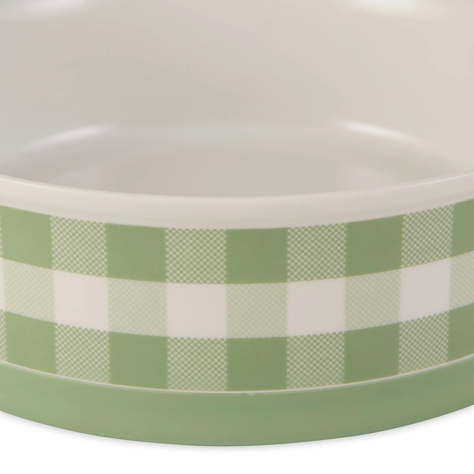 Desert Sage Petite Check Pet Bowl Set of 2, Small - 3/4 C Capacity