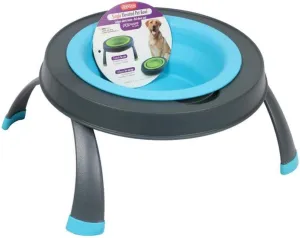 Dexas Popware for Pets Single Elevated Pet Feeder, Gray/Blue, Large/4 Cup Capacity (PW140432312)