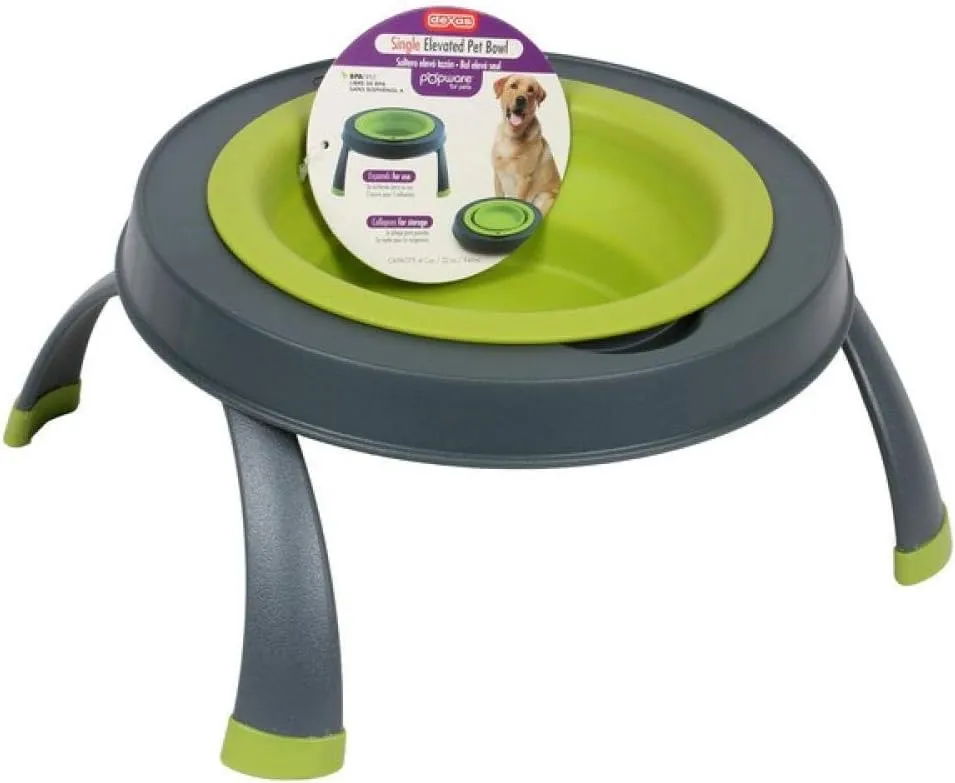 Dexas Popware for Pets Single Elevated Pet Feeder, Gray/Blue, Large/4 Cup Capacity (PW140432312)