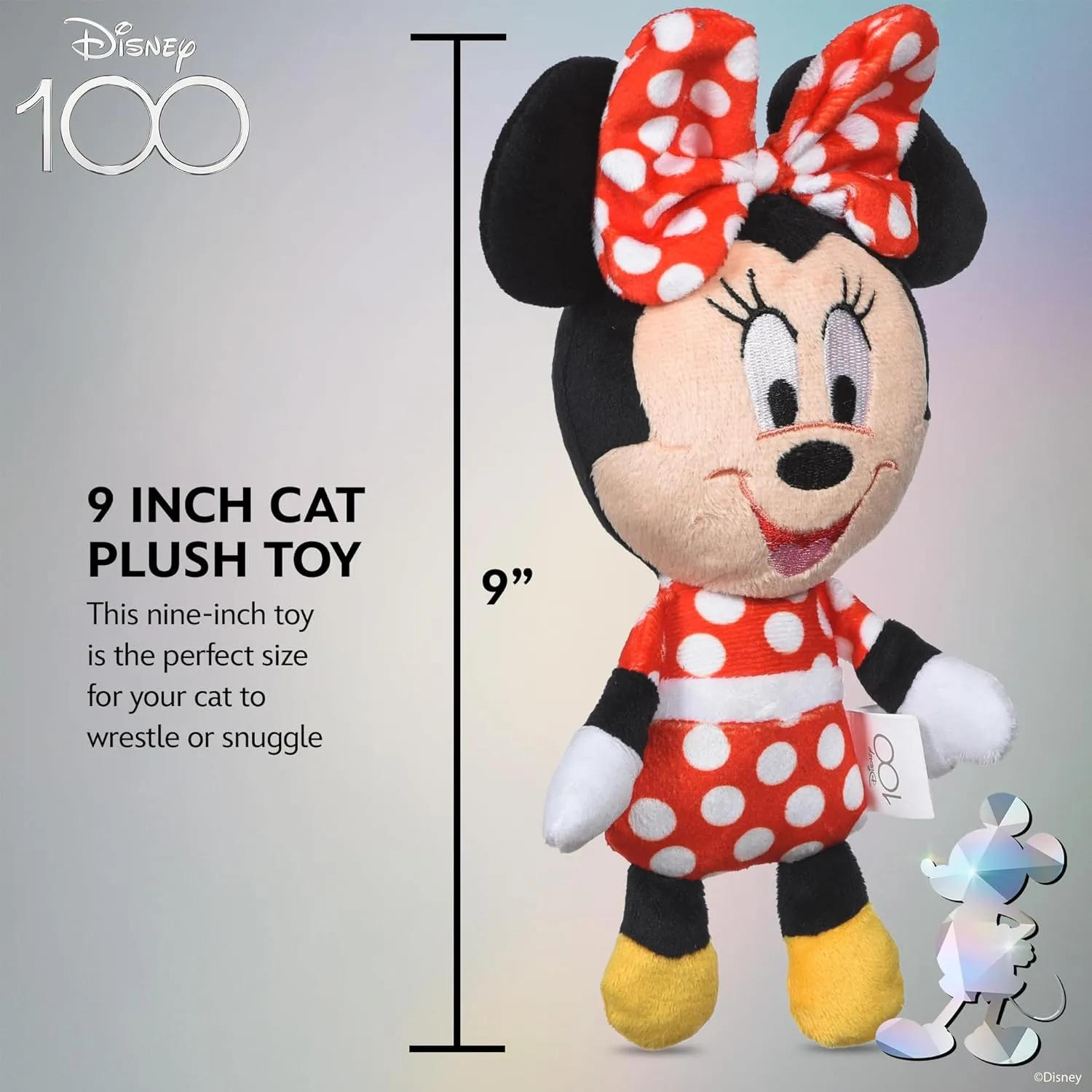 Disney Minnie Mouse Cat Kicker Toy with Catnip, 9in | Fun Cat Toys Inspired by Disney Mickey and Friends