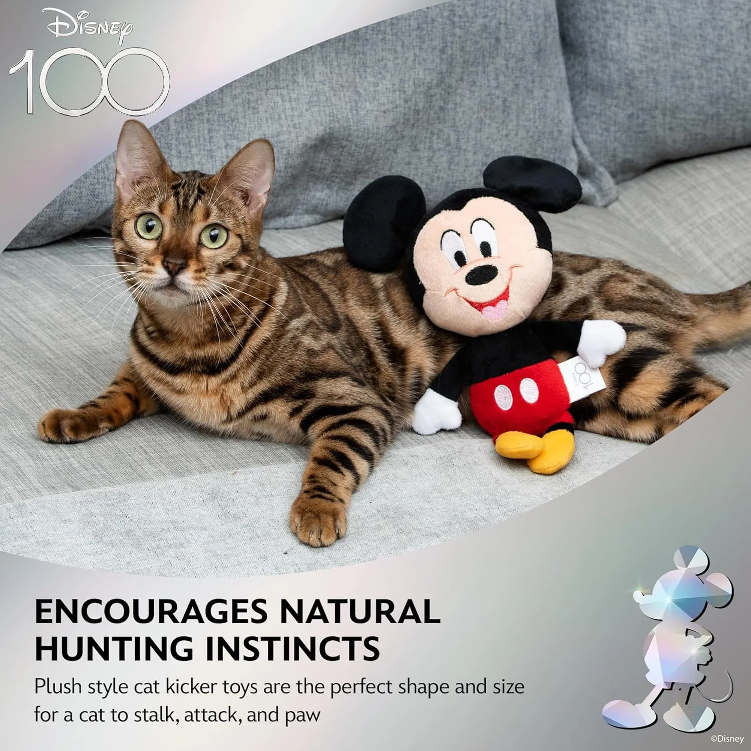 Disney Minnie Mouse Cat Kicker Toy with Catnip, 9in | Fun Cat Toys Inspired by Disney Mickey and Friends