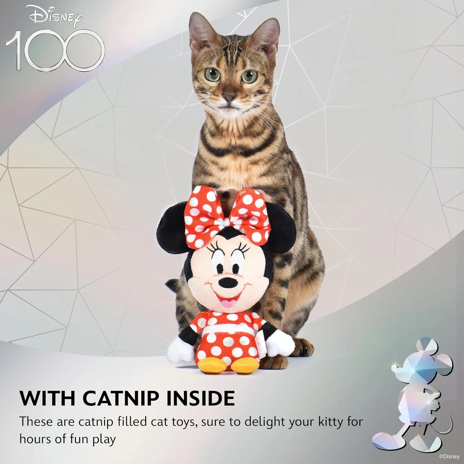 Disney Minnie Mouse Cat Kicker Toy with Catnip, 9in | Fun Cat Toys Inspired by Disney Mickey and Friends