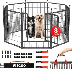 Dog Playpen Outdoor, 8 Panels 40" High Heavy Duty Metal Dog Pen, Pet Fence for Large/Medium/Small Dogs, with Doors Foldable Metal Dog playpen Exercise Pen for RV, Camping, Yard
