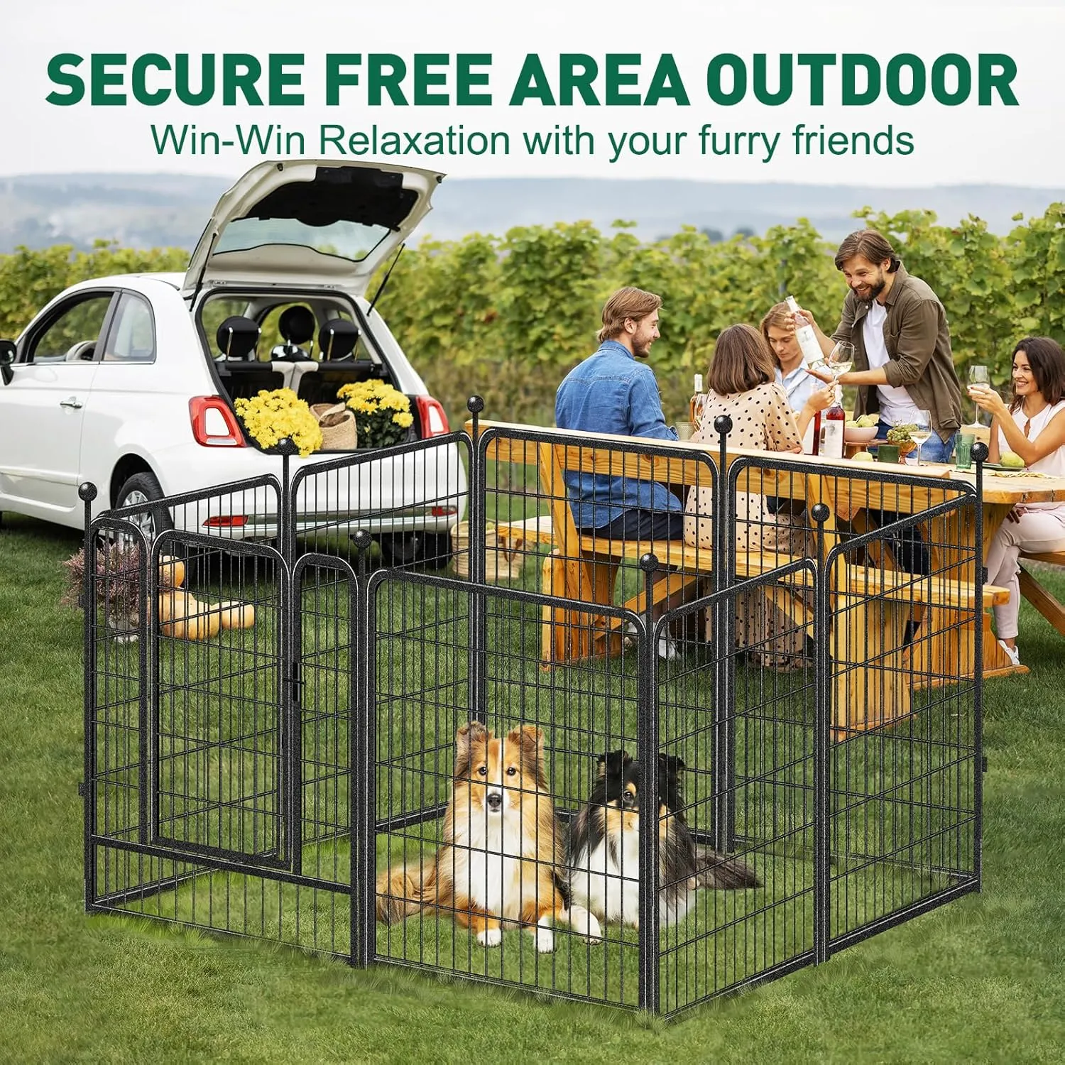 Dog Playpen Outdoor, 8 Panels 40" High Heavy Duty Metal Dog Pen, Pet Fence for Large/Medium/Small Dogs, with Doors Foldable Metal Dog playpen Exercise Pen for RV, Camping, Yard