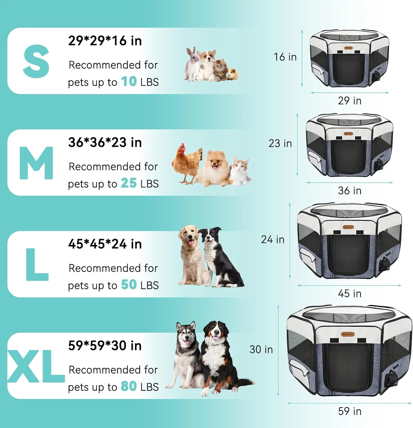 Dog Playpen, Portable Pet Play Pen Foldable Carrying Case, Puppy Pens Outsid for Small Cat Indoor/Outdoor, Removable Mesh Shade Cover