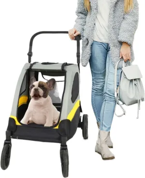 Dog Stroller for Small Dogs - Foldable Pet Jogger Wagon with 4 Wheels, Breathable Mesh Windows, Adjustable Handle - Portable Outdoor Travel Trolley for Puppies and Cats(Red)