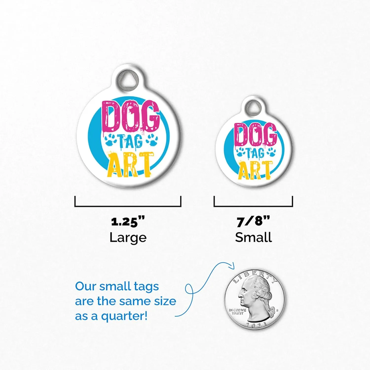 Dog Tag Art Turquoise Tiki Personalized Pet ID Tag for Dogs and Cats, Silent Polymer Coated Stainless Steel Nametag with Customized Identification Information - Large 1.25" Diameter