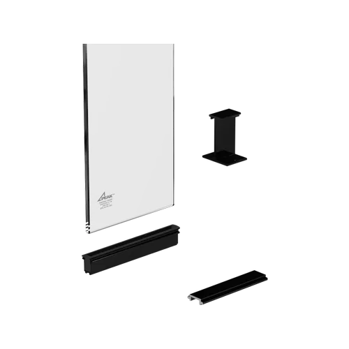 Fences Peak 1800mm Black Aluminium Balustrade Sectional Glass Kit with Clear Glass Panels