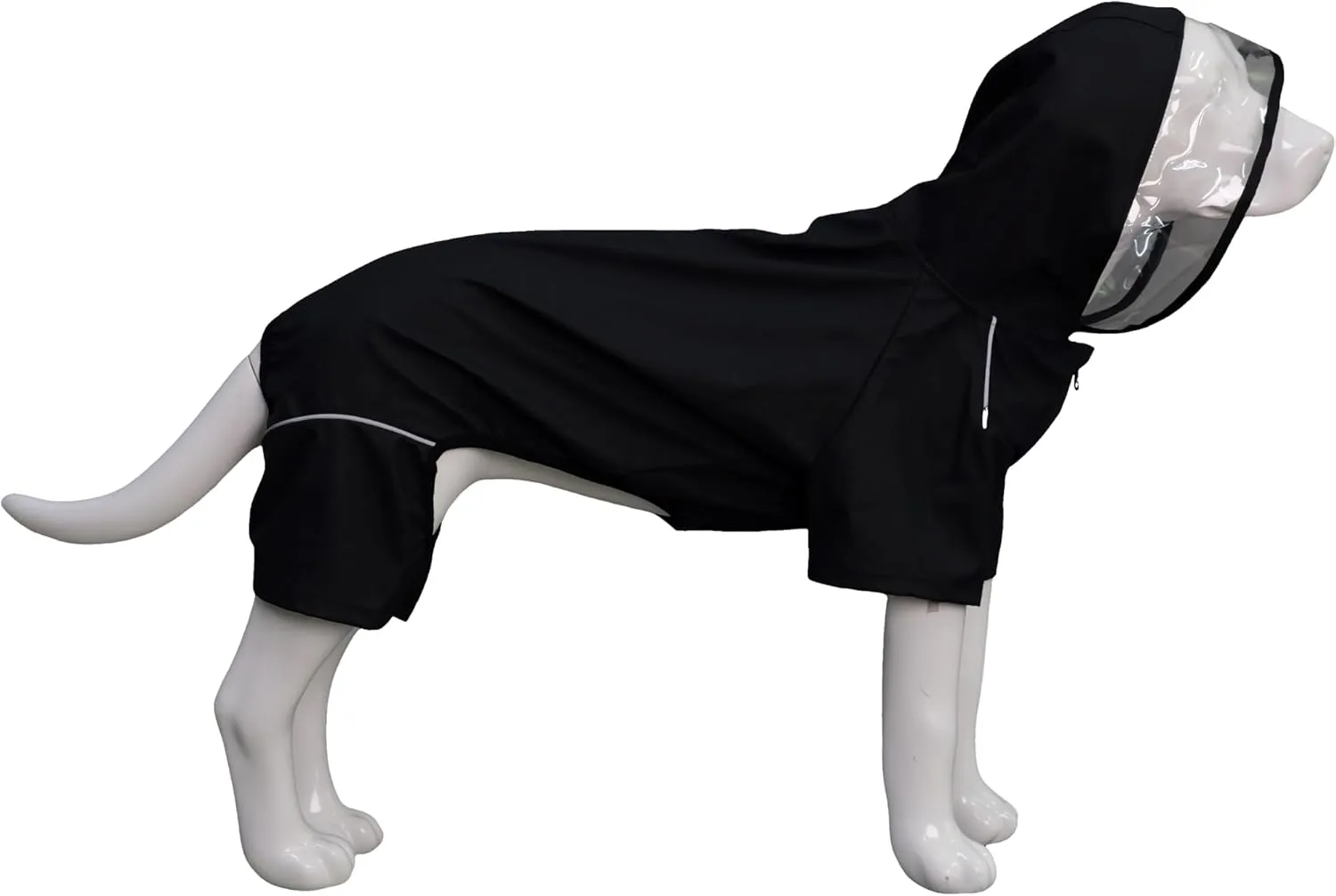 Four-Legged Full Coverage Waterproof Dog Raincoat with Reflective Features Pet Raincoats for Large Medium Small Dogs Black L