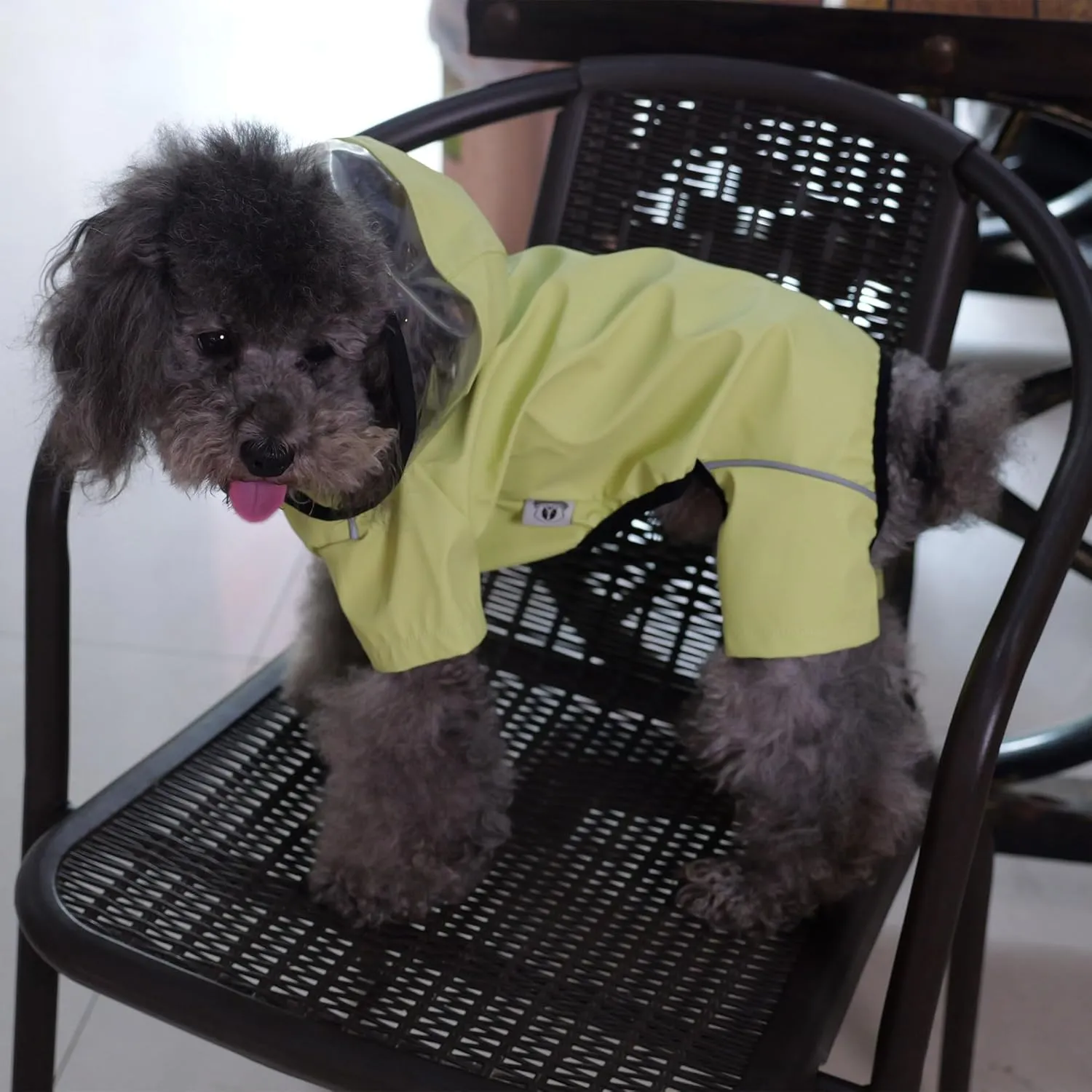 Four-Legged Full Coverage Waterproof Dog Raincoat with Reflective Features Pet Raincoats for Large Medium Small Dogs Light Green L