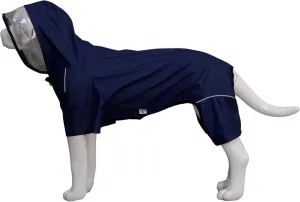 Four-Legged Full Coverage Waterproof Dog Raincoat with Reflective Features Pet Raincoats for Large Medium Small Dogs Navy Blue L