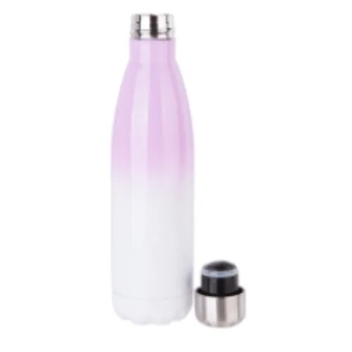 FULL CARTON - 50 x Bowling Double Walled Stainless Steel Water Bottle - GRADIENT - 500ml - Purple/ White