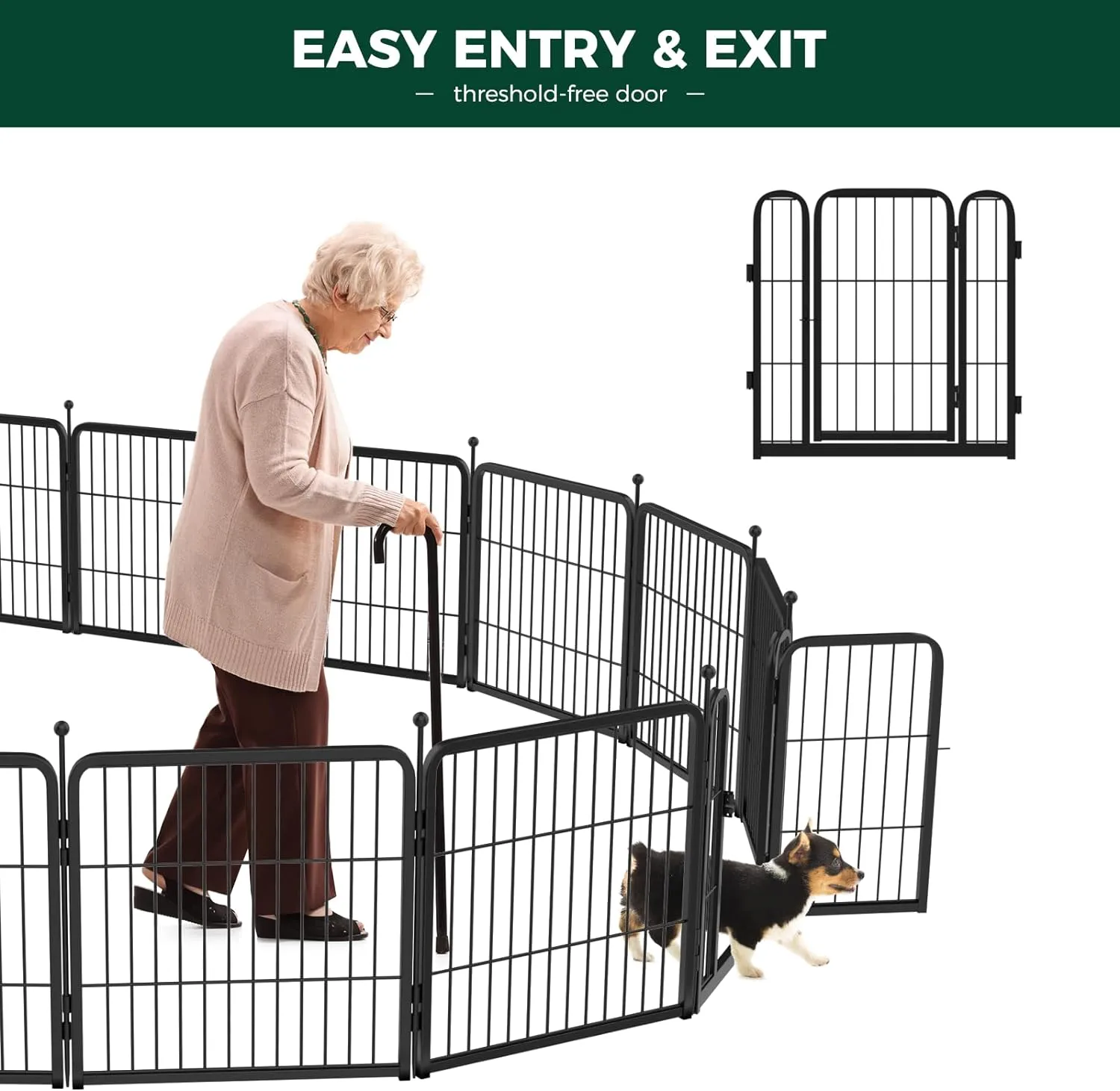 FXW Rollick Dog Playpen for Yard, RV Camping, 24 inch 8 Panels for Puppy and Small DogsPatented