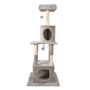 GOOPAWS 58-in Faux Fur Cat Tree & Condo, Grey