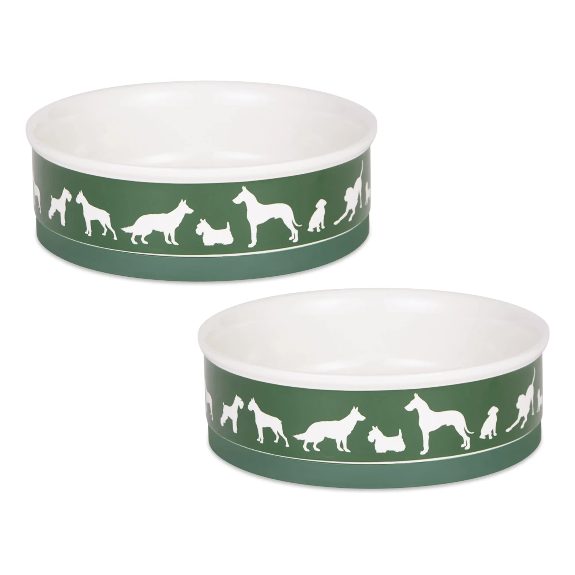 Hunter Green Dog Show Pet Bowl Set/2, Large 3.75 C. Capacity