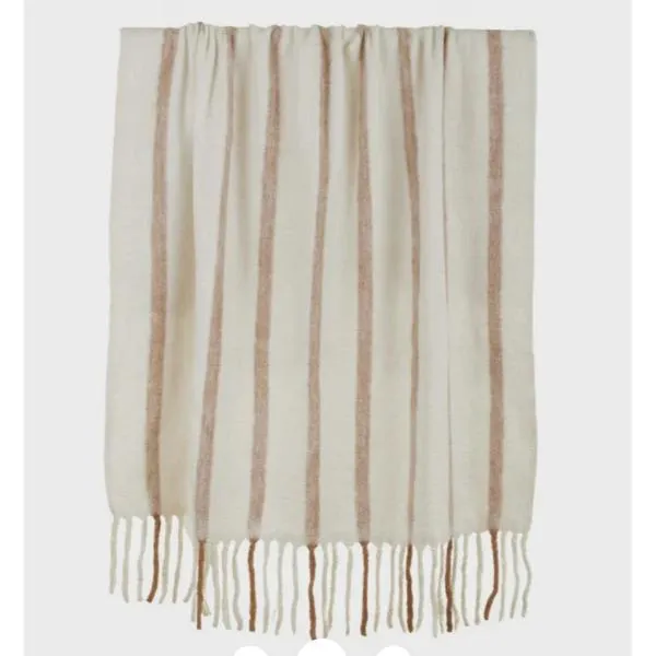 Ivory & Tan Hanna Wool Blend Throw - 125cm x 150cm