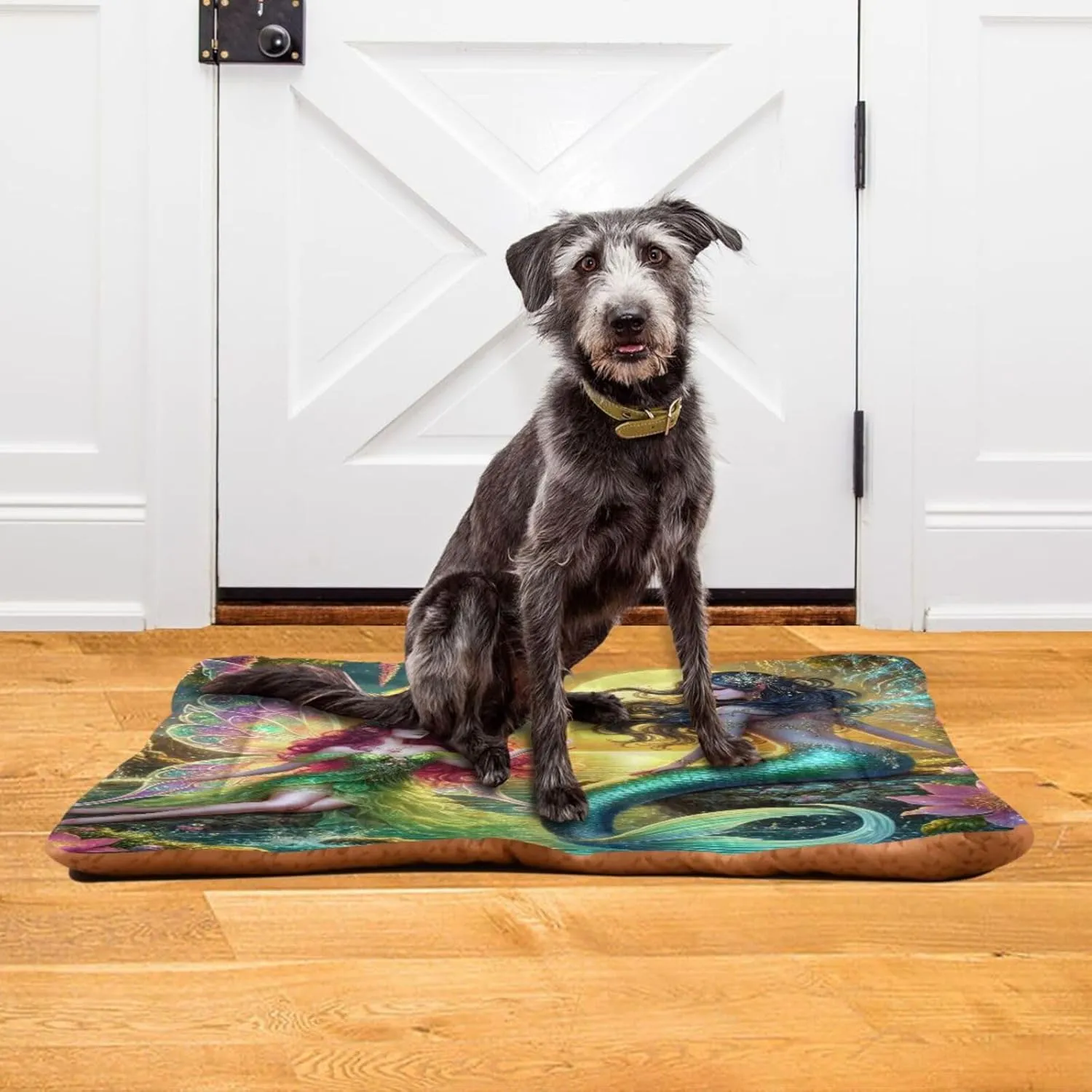 Joko Ivery Fairy Mermaid Dog Cat Bed for Crate Soft Crate Pad Anti Slip Sleeping Mats Machine Washable Crate Mat for Puppy Indoor Cats Dogs Pet Supplies 3624 in